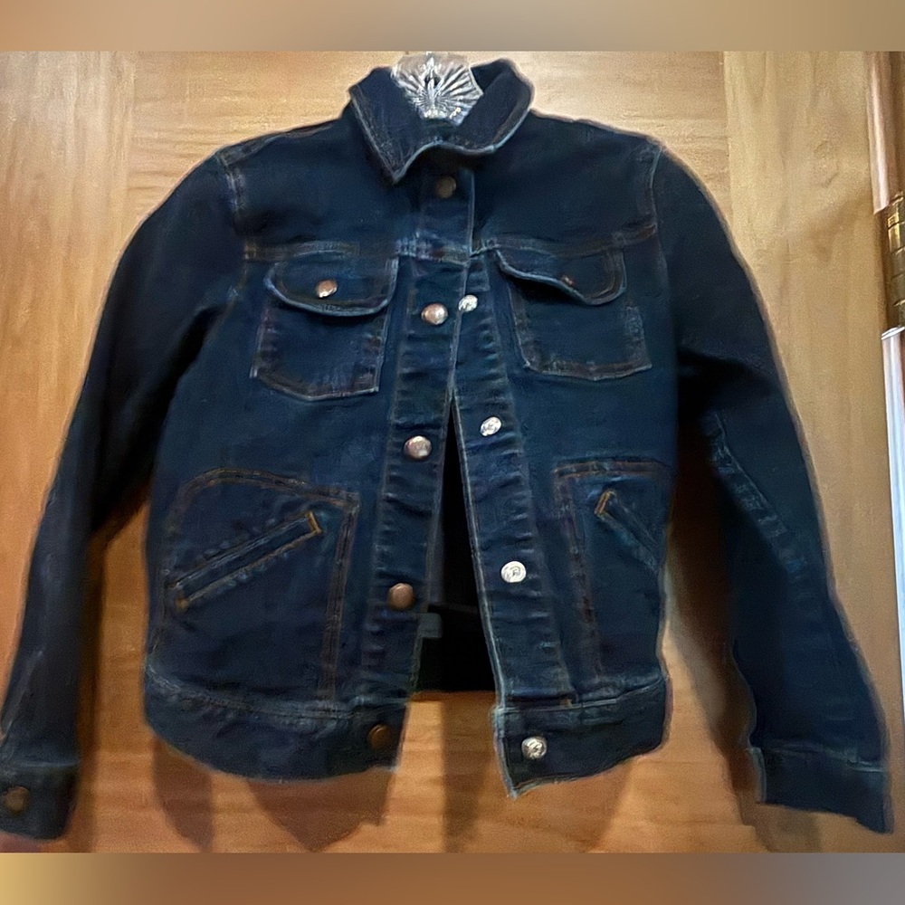 Vintage GAP Stretch Dark Indigo Denim Jacket Girls Size 10
